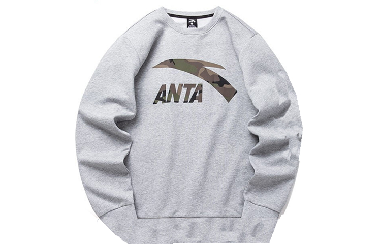 Anta Lifestyle Series Pullover Printed Sweatshirt - Gray 952138737-1