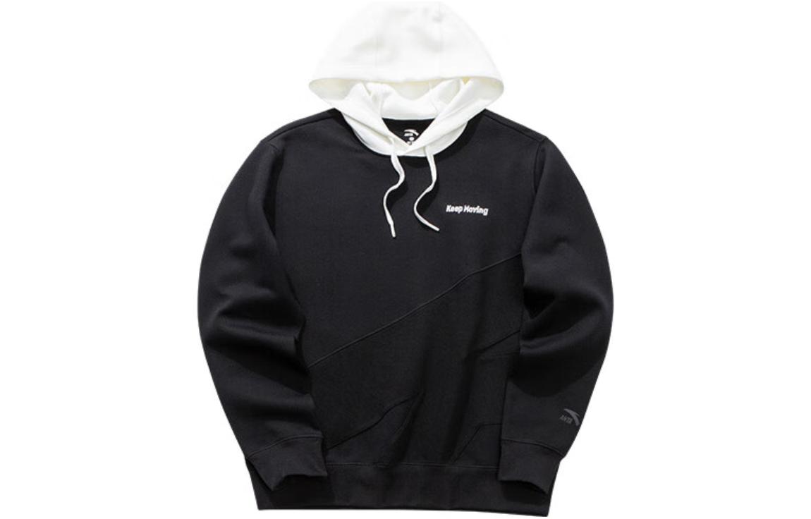 Anta Lifestyle Series Pullover Sweatshirt Black with Letter Design 152038703-3