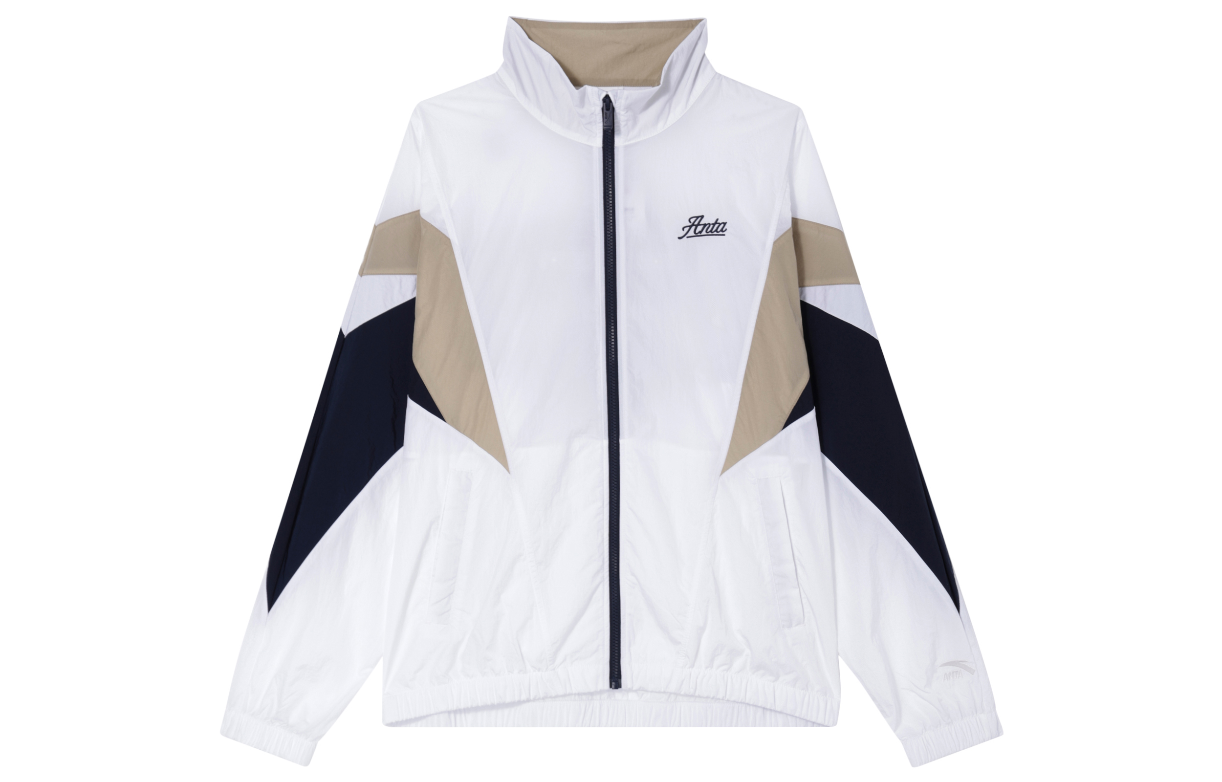 Anta Lifestyle Series Snow White Colorblock Letter Long Sleeve Jacket 152438603-1