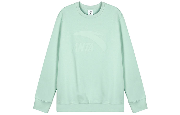Anta Lifestyle Series Solid Color Crewneck Fleece Sweatshirt Unisex - Breeze Green 972348712-2