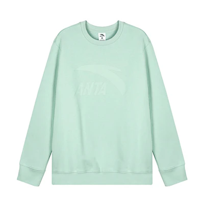 Anta Lifestyle Series Solid Color Crewneck Fleece Sweatshirt Unisex - Breeze Green 972348712-2