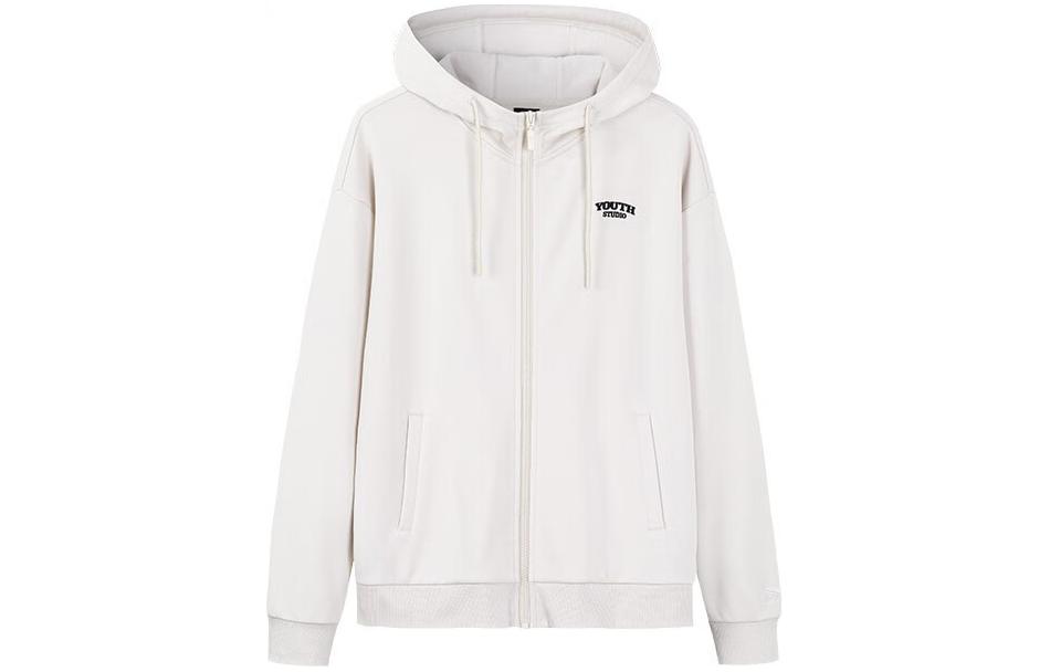 Anta Lifestyle Series Solid Color Zip-up Hoodie Unisex Sand Gray 952238751-1