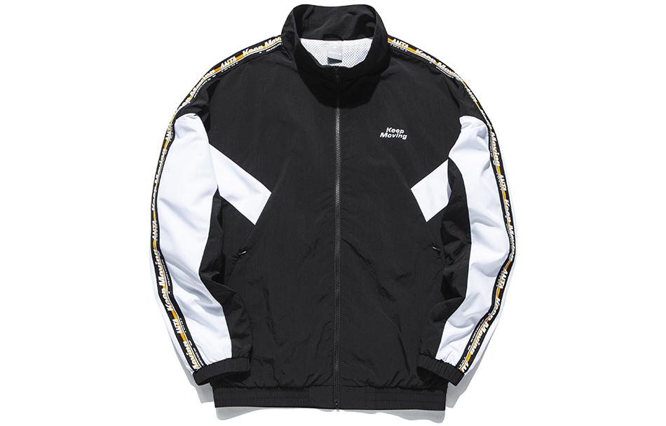 Anta Lifestyle Series Stripe Patchwork Zip Jacket Unisex - Black 152018604-2