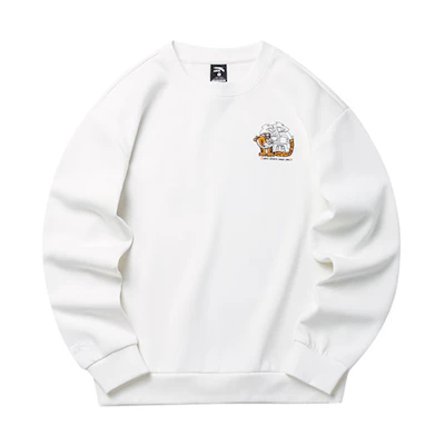 Anta Lifestyle Series Tiger Print Loose Pullover Sweatshirt Unisex White 952218703-2
