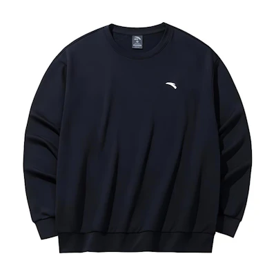 Anta Lifestyle Series Unisex Casual Oversized Solid Black Sweatshirt 972438701-6