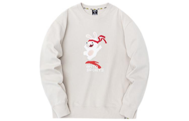 Anta Lifestyle Series Unisex Crewneck Sweatshirt Beige with Embroidery Design 172248706-3