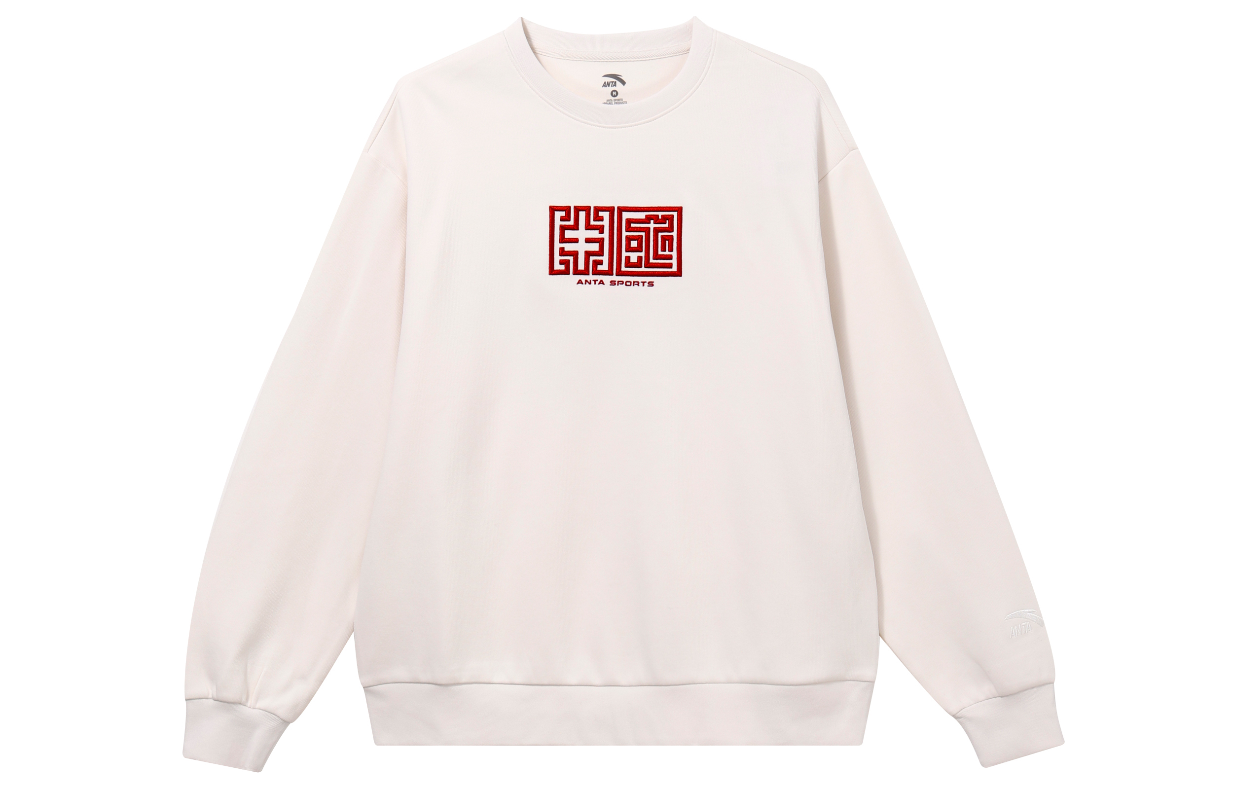 Anta Lifestyle Series Unisex Pullover Sweatshirt in Pearl White 972338710-1