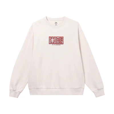 Anta Lifestyle Series Unisex Pullover Sweatshirt in Pearl White 972338710-1