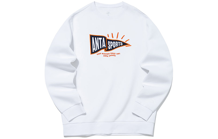 Anta Lifestyle Series White Crewneck Pullover Sweatshirt 152148704-4