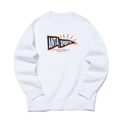 Anta Lifestyle Series White Crewneck Pullover Sweatshirt 152148704-4
