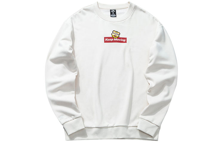 Anta Lifestyle Series White Fleece-Lined Long-Sleeve Pullover Hoodie 952048729-1