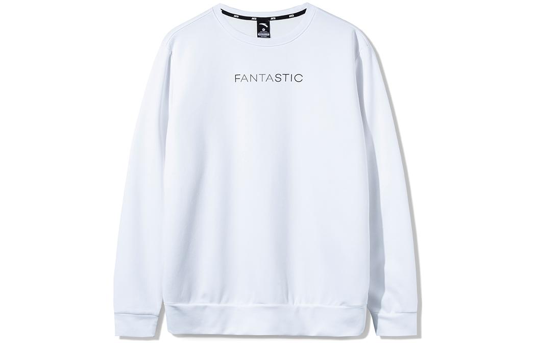 Anta Lifestyle Series White Pullover Logo Print Sweatshirt for Men 95738719-1