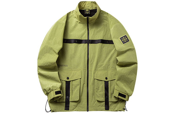 Anta Lifestyle Series Yellow Logo Track Jacket with Large Pockets 152218613-3