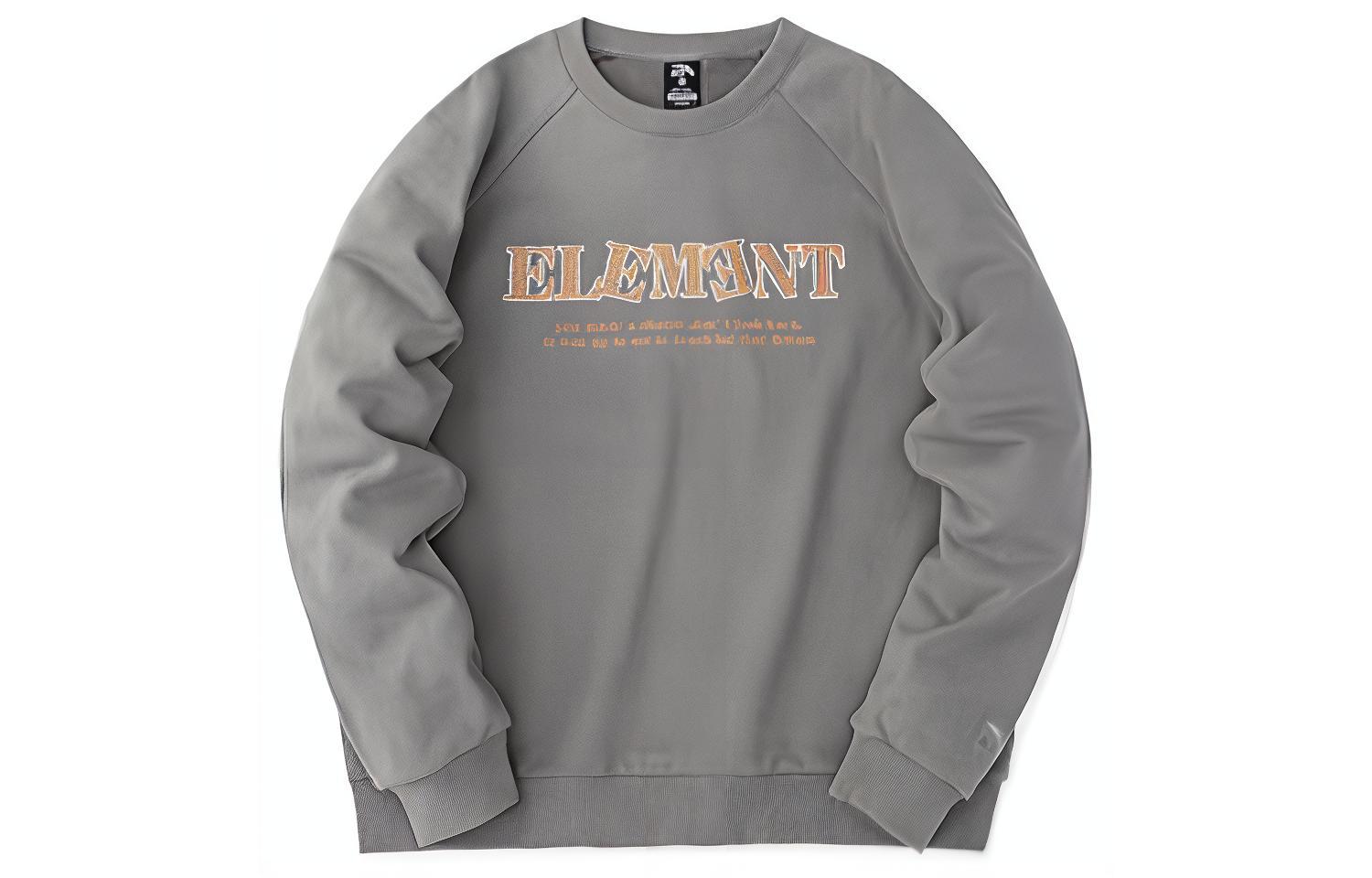 Anta Lifestyle Solid Color Letter Print Crewneck Sweatshirt Unisex Gray Khaki 952248710-3