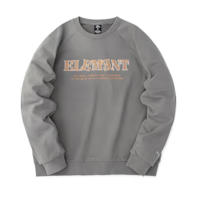 Anta Lifestyle Solid Color Letter Print Crewneck Sweatshirt Unisex Gray Khaki 952248710-3