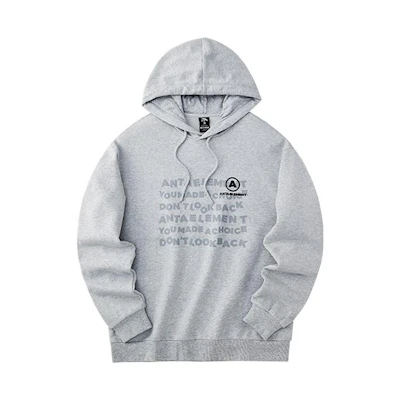 Anta Lifestyle Solid Color Letter Print Hoodie Unisex Gray 952238717-2
