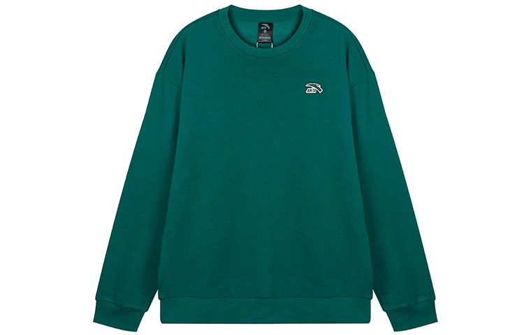 Anta Lifestyle Solid Logo Crewneck Sweatshirt Unisex Dark Green 972348710-4