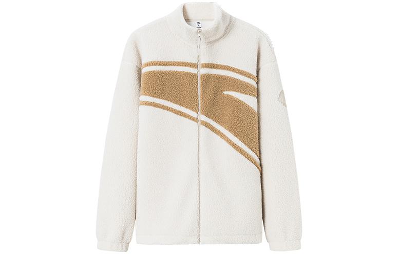 Anta Lifestyle Solid Logo Zipper Fleece Jacket Unisex Milk White 972348708-1