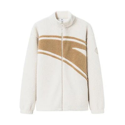 Anta Lifestyle Solid Logo Zipper Fleece Jacket Unisex Milk White 972348708-1