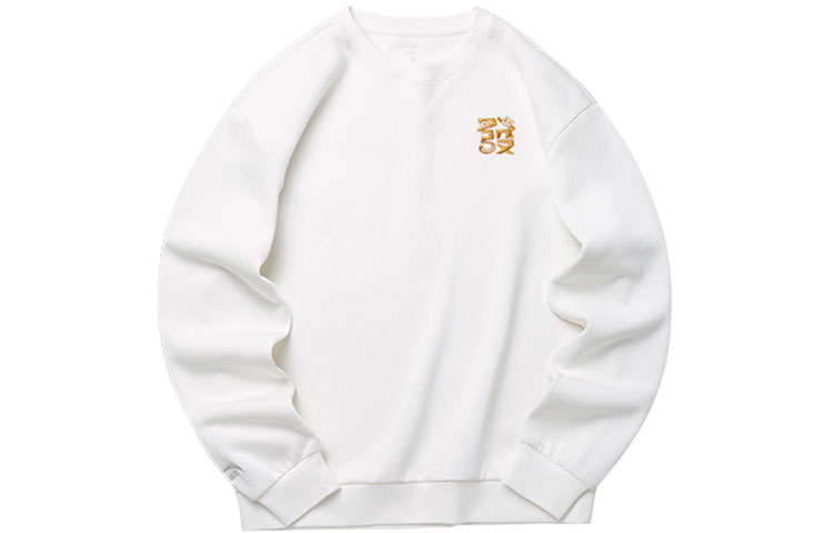 Anta Lifestyle Tiger Graphic Relaxed Crewneck Sweatshirt Unisex White 952218706-4