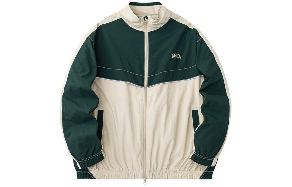 Anta Lifestyle Two-Tone Stand Collar Oversized Jacket Unisex Light Gray/Patterned Green 952418602-1