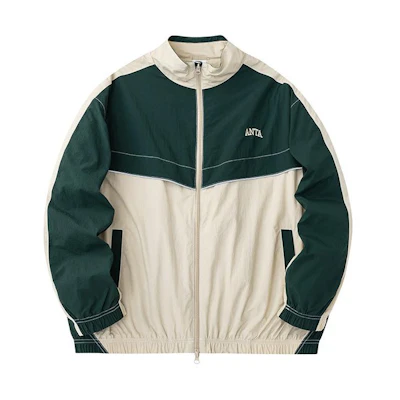 Anta Lifestyle Two-Tone Stand Collar Oversized Jacket Unisex Light Gray/Patterned Green 952418602-1