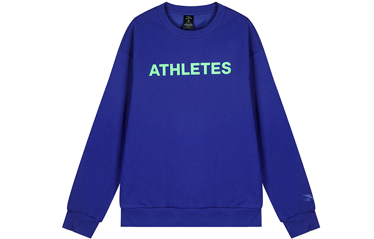Anta Lifestyle Unisex Blue Crewneck Letter Print Oversized Sweatshirt 972348713-8