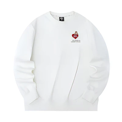 Anta Lifestyle Unisex Cartoon Embroidery Crewneck Sweatshirt - Zhisha White 172238711-1