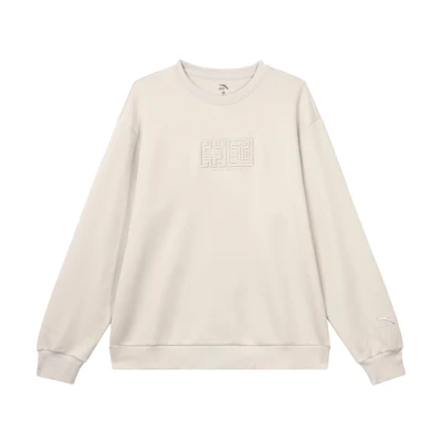 Anta Lifestyle Unisex Crewneck Loose Fit Sweatshirt Pure Color - Haoyu Grey 972338710-4