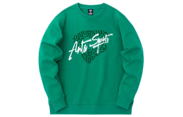 Anta Lifestyle Unisex Fleece Letter Print Sweatshirt Leopard Green 172248769-2