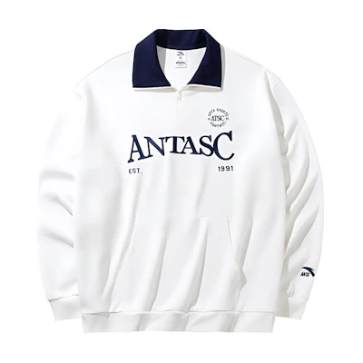 Anta Lifestyle Unisex Ivory White Breathable Casual Comfort Sweatshirt 972438707-1