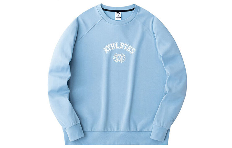 Anta Lifestyle Unisex Letter Print Crewneck Pullover Sweatshirt in Pastel Blue 952418709-5