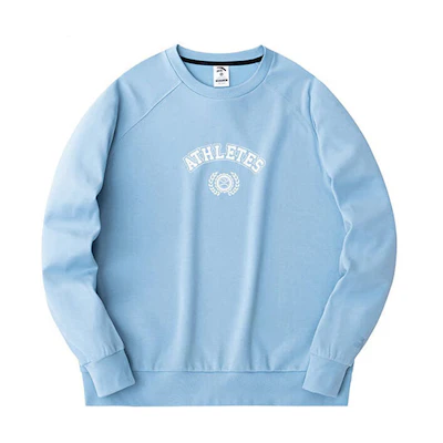 Anta Lifestyle Unisex Letter Print Crewneck Pullover Sweatshirt in Pastel Blue 952418709-5