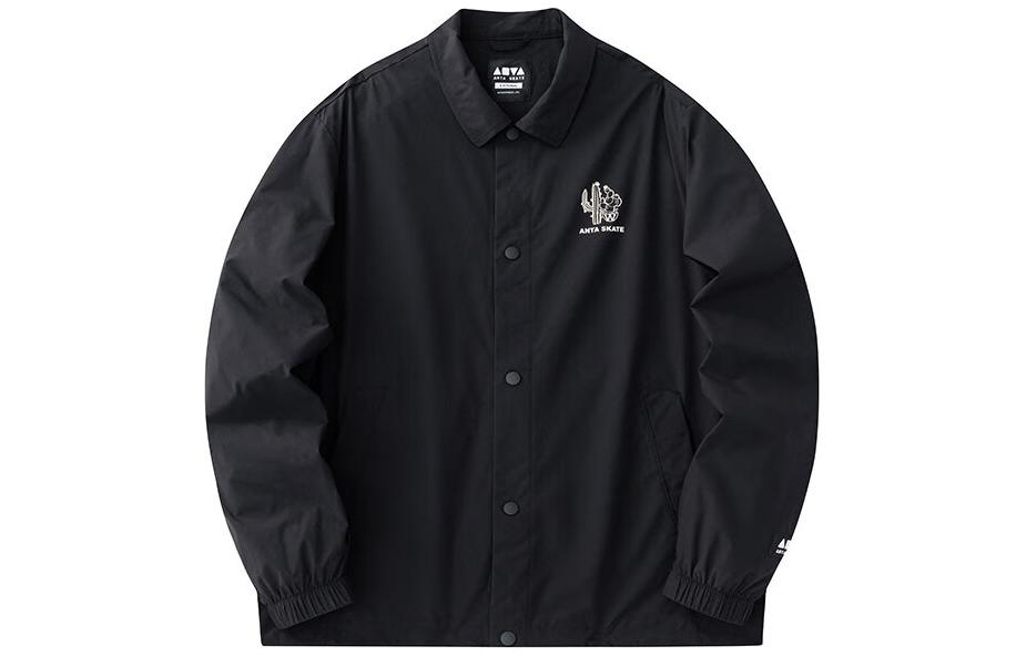 Anta Lifestyle Unisex Solid Black Single-Breasted Long-Sleeve Jacket 172428603-1