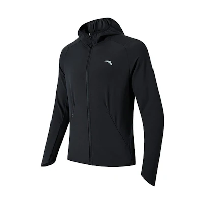 Anta Lightweight Breathable Running Hooded Woven Jacket - Black 952135604-4