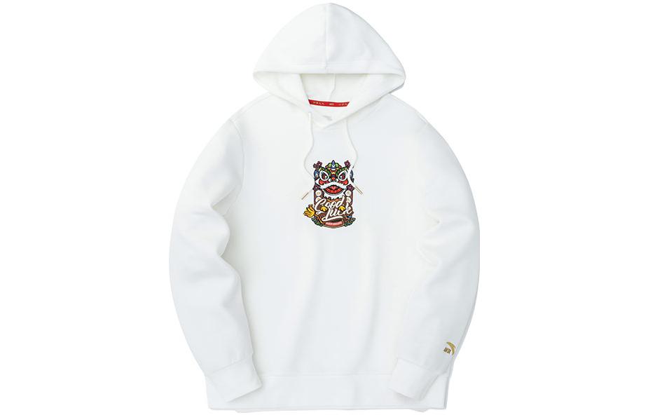 Anta Lion Embroidery Casual Hoodie Unisex Zhi Sha White 152318713-3