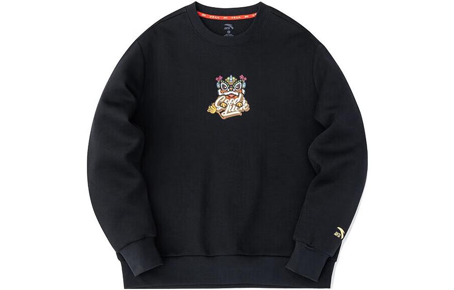 Anta Living Series Lion Print Crewneck Sweatshirt Black Unisex Edition 152318716-3