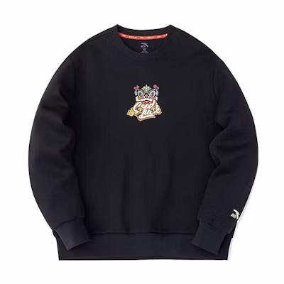 Anta Living Series Lion Print Crewneck Sweatshirt Black Unisex Edition 152318716-3