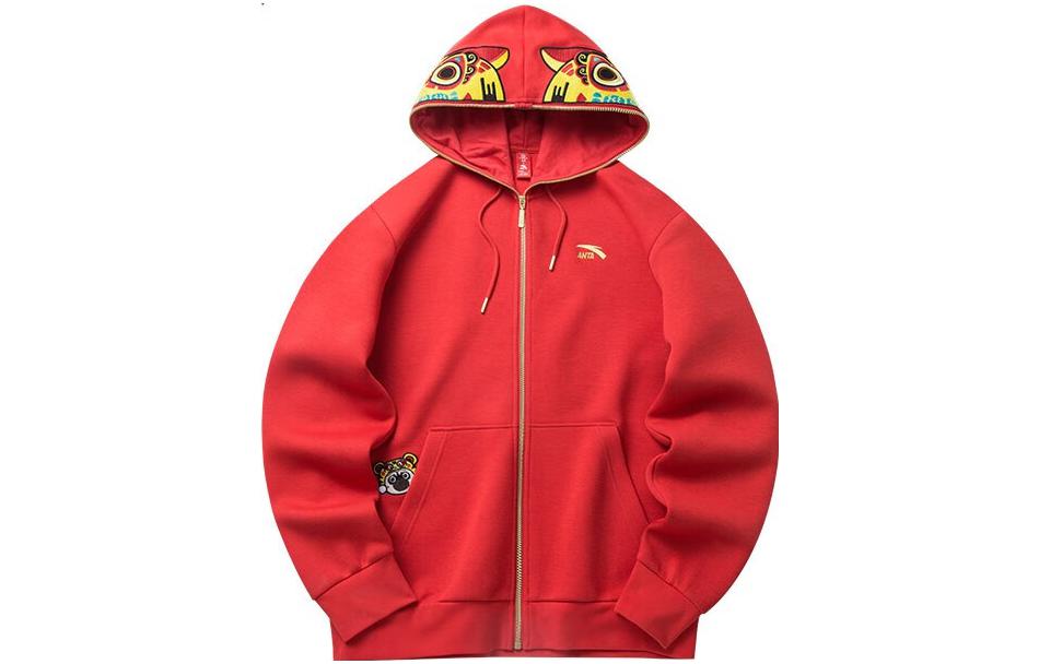 Anta Logo Embroidered Zip Hoodie Life Series Festive Red 152218719-4