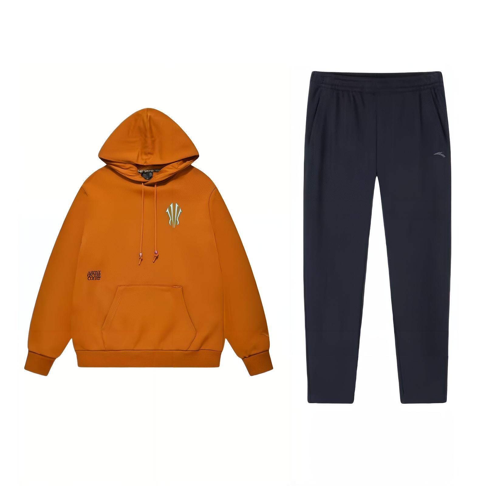 Anta Logo Hoodie and Jogger Set - Loose Fit with Adjustable Waist 952357302-1+172441719S-1