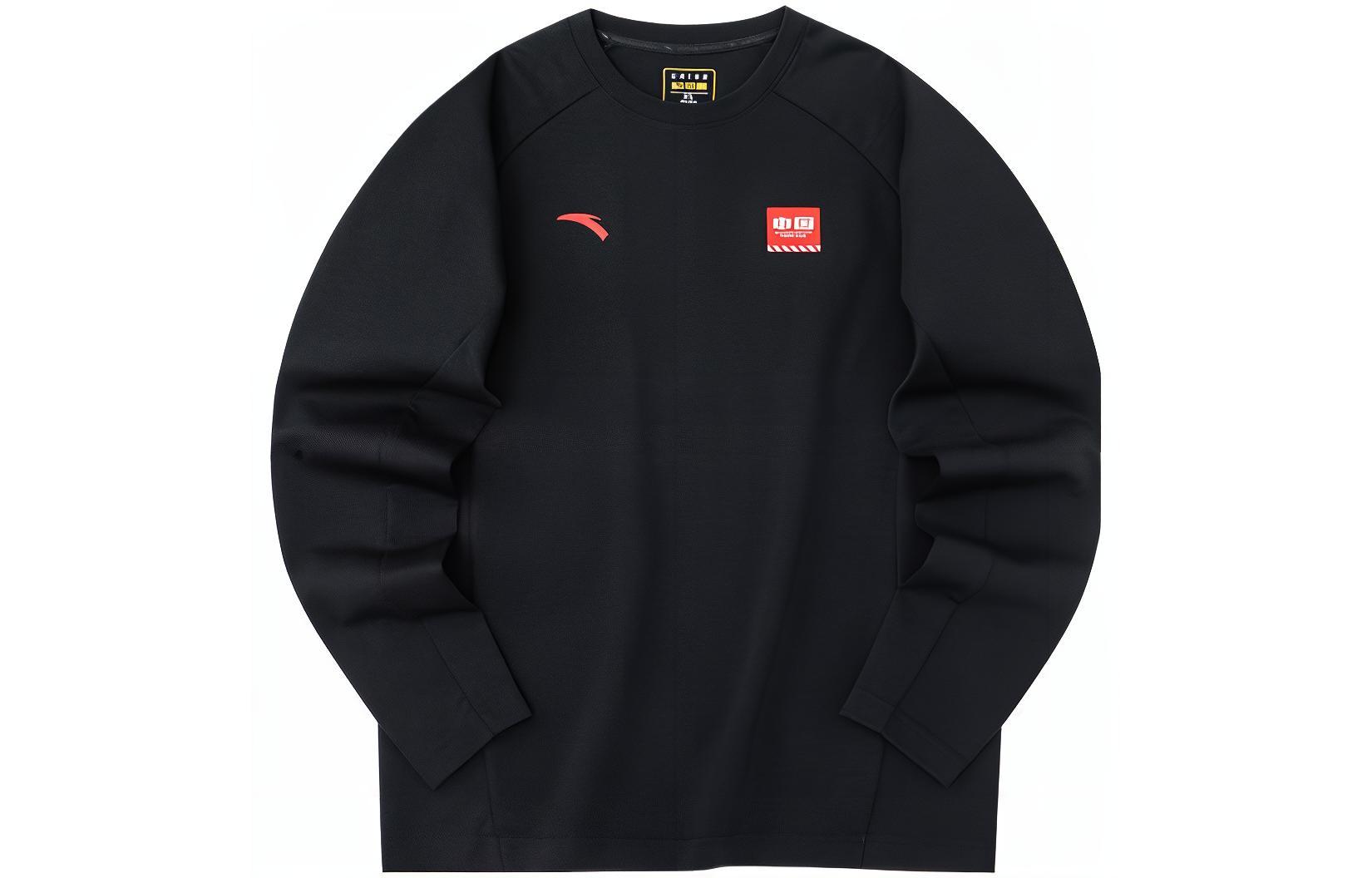 Anta Logo Print Crewneck Pullover Sweatshirt Black 952237413-3