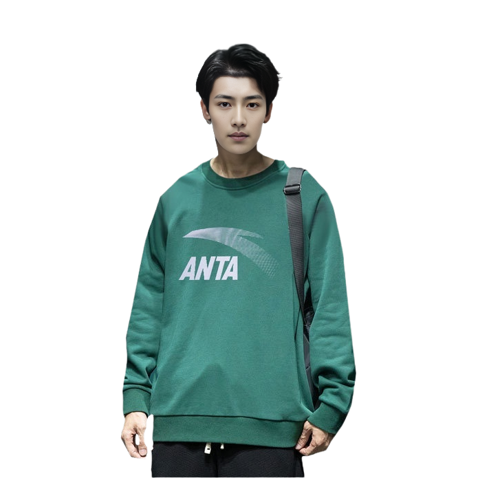 Anta Logo Print Crewneck Sweatshirt Vintage Green Lifestyle Series 952038720-7
