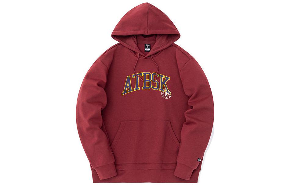 Anta Logo Print Drawstring Hoodie Dark Crimson 952241711-3
