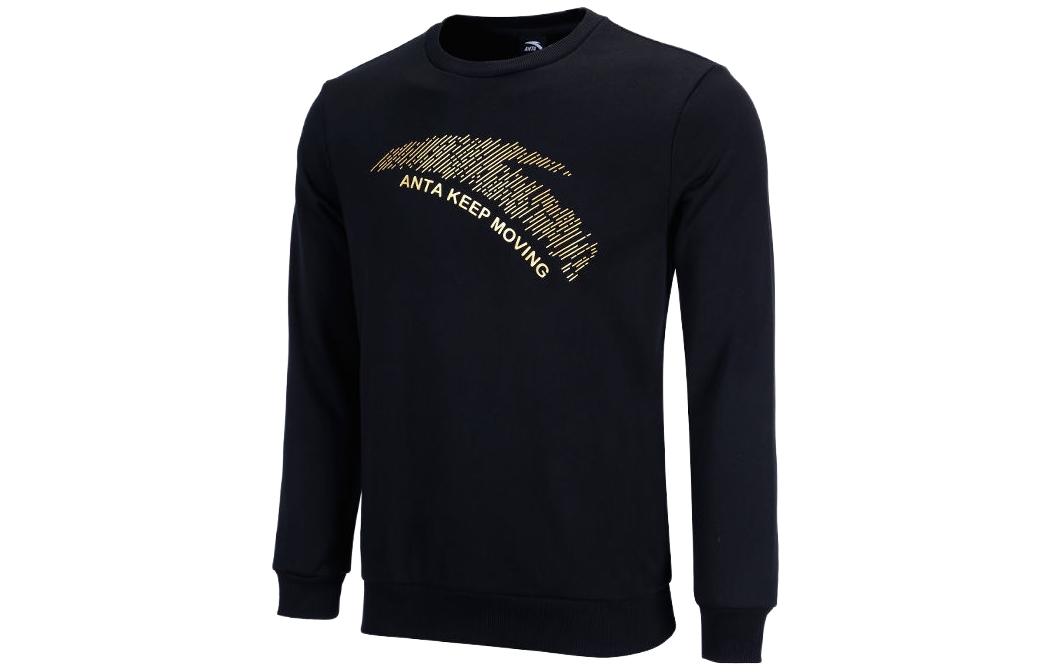 Anta Logo Print Loose Fit Pullover Sweatshirt Men’s Black 952118718-2