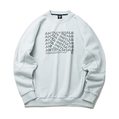 Anta Logo Print Oversized Crewneck Sweatshirt Unisex Light Teal Gray 952218720-4