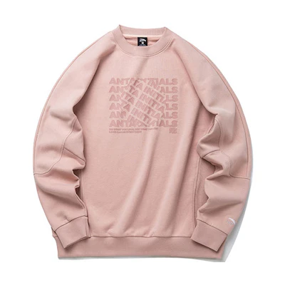 Anta Logo Print Pink Crewneck Sweatshirt Relaxed Fit Unisex 952218720-5