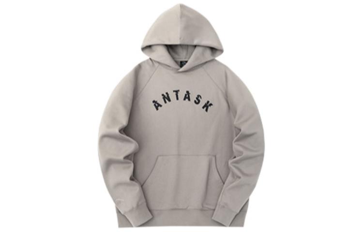 Anta Logo Print Pullover Fleece Sweatshirt Unisex Couple Style Light Gray 972318702-5