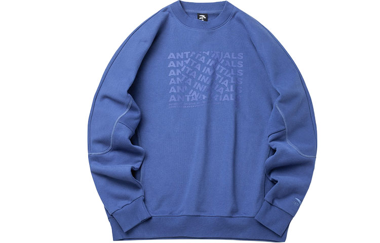 Anta Logo Print Relaxed Crewneck Sweatshirt Couple's Edition - Blue 952218720-2