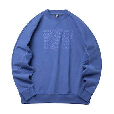 Anta Logo Print Relaxed Crewneck Sweatshirt Couple's Edition - Blue 952218720-2