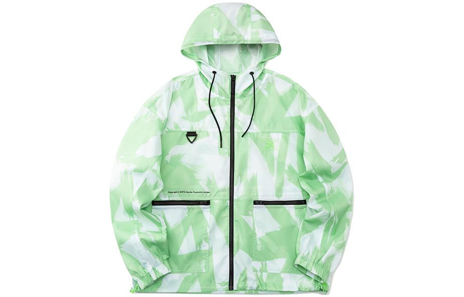 Anta Logo Print Woven Hooded Jacket Green () 152228613-1